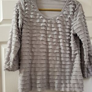 Elegant Ruffled Gray Women's Blouse